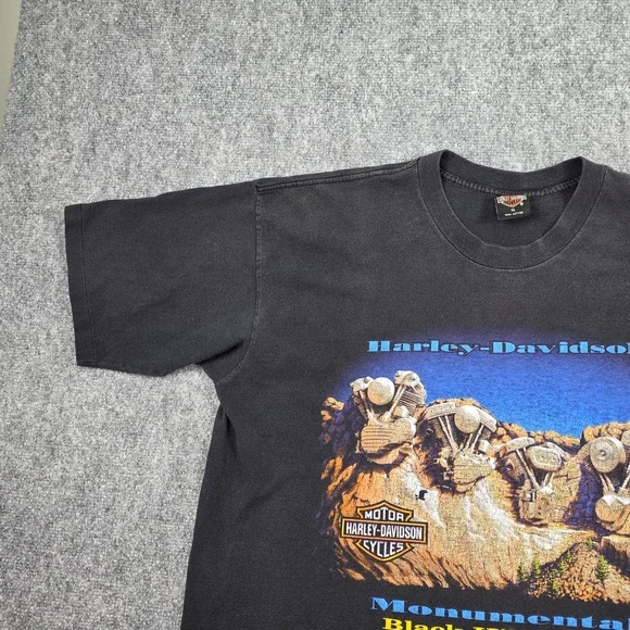 Harley Davidson T Shirt Mens XL Black 1995 Sturgis Black Hills Rally Vintage Tee - Picture 4 of 16